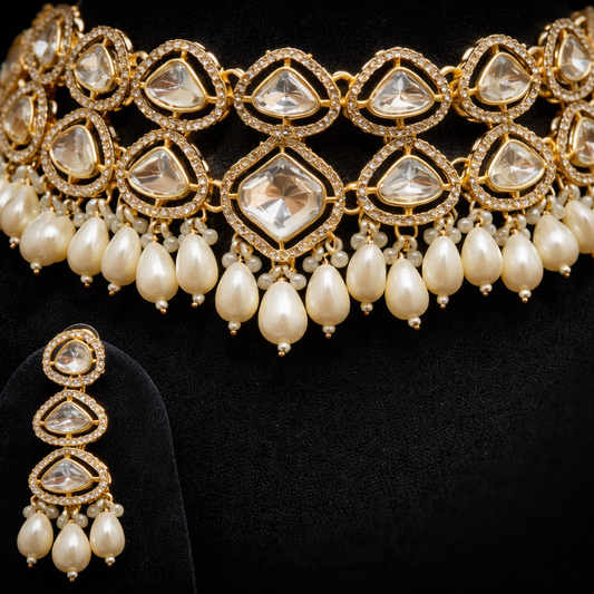 Pearl Drop Kundan Choker Set