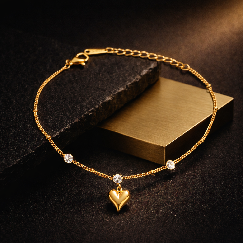 Golden Heart Anti-Tarnish Bracelet