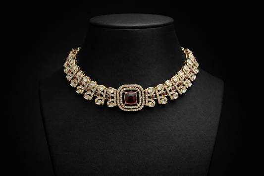 Ruby Moissanite Choker Set