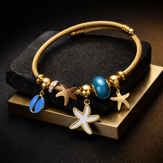Anti-Tarnish Ocean Charm Gold Bracelet