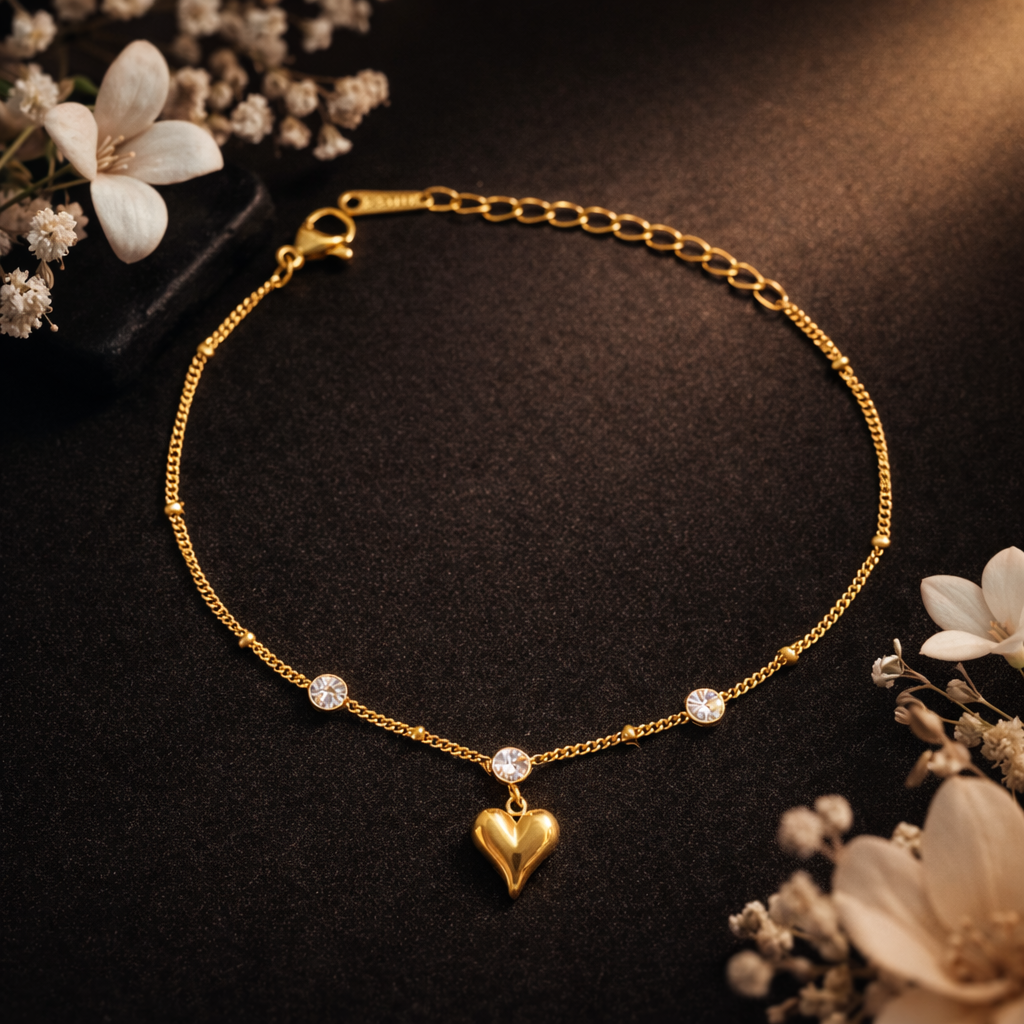 Golden Heart Anti-Tarnish Bracelet