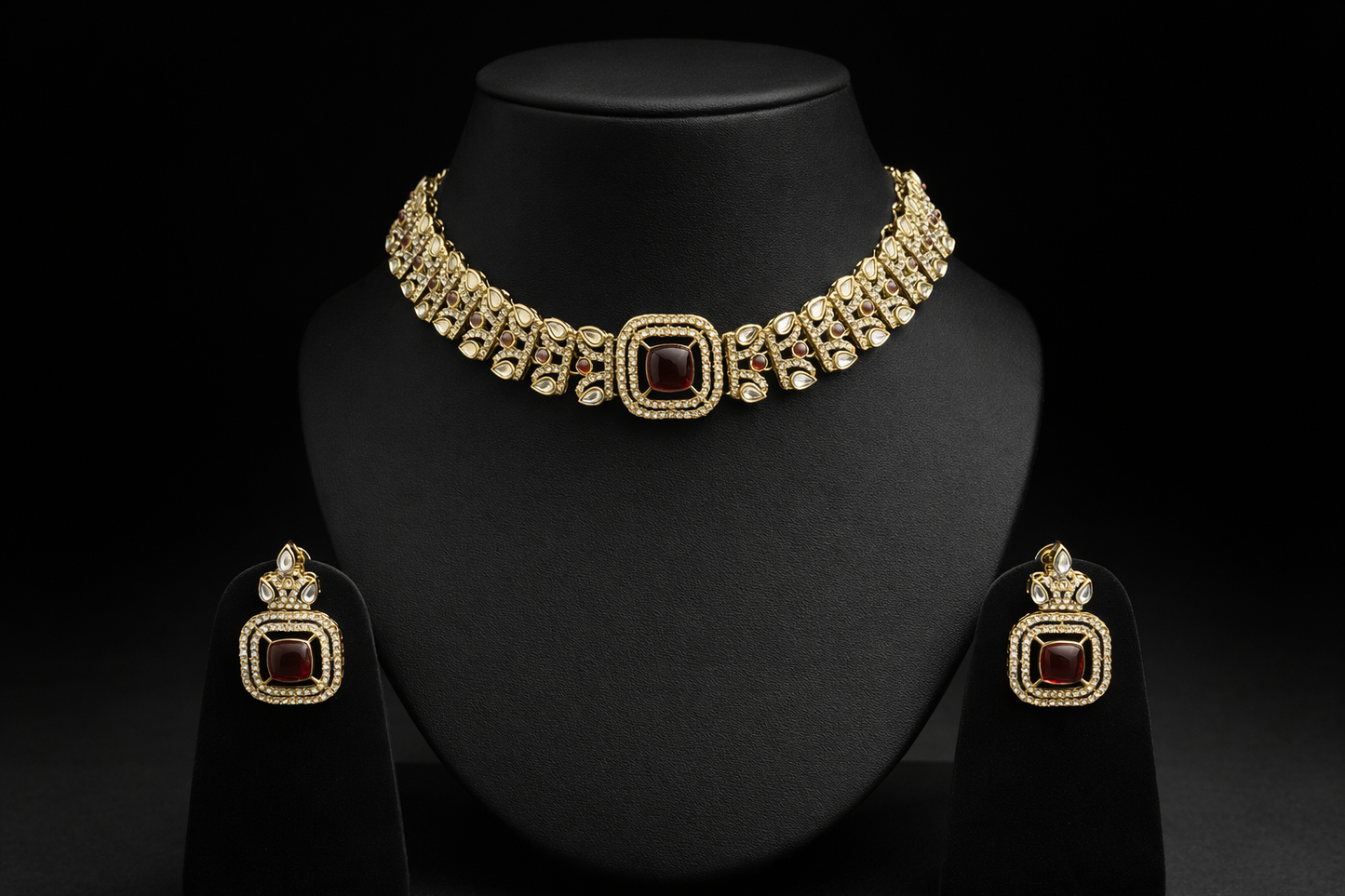 Ruby Moissanite Choker Set