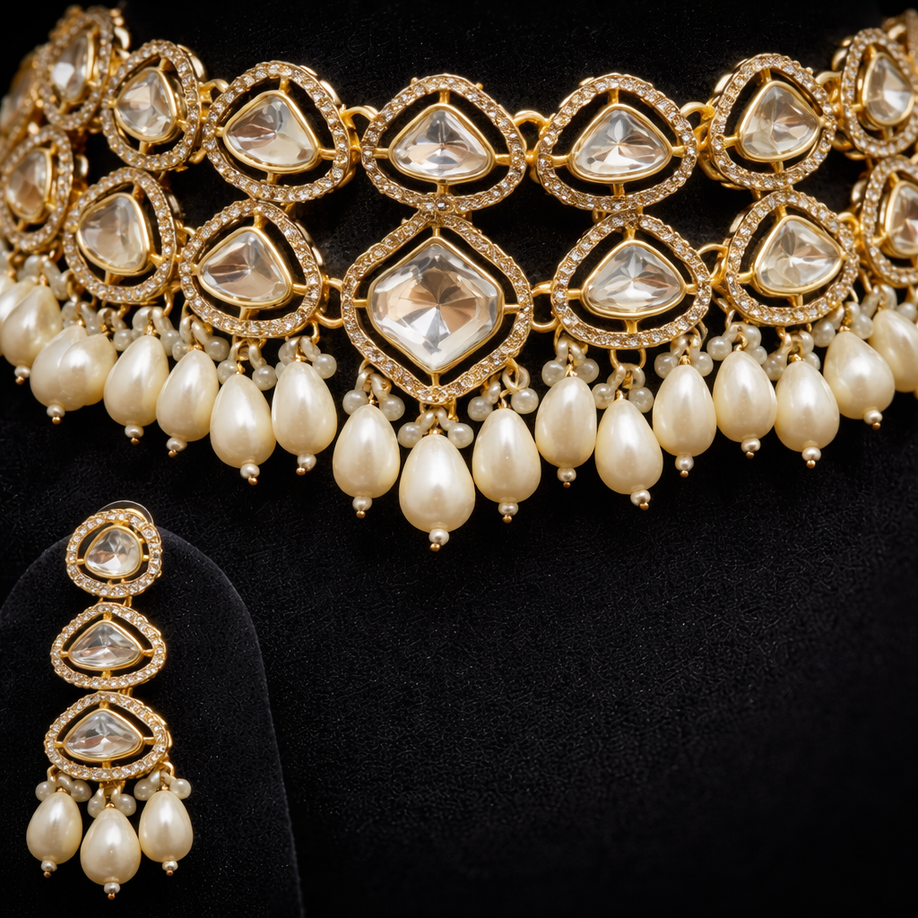 Pearl Drop Kundan Choker Set