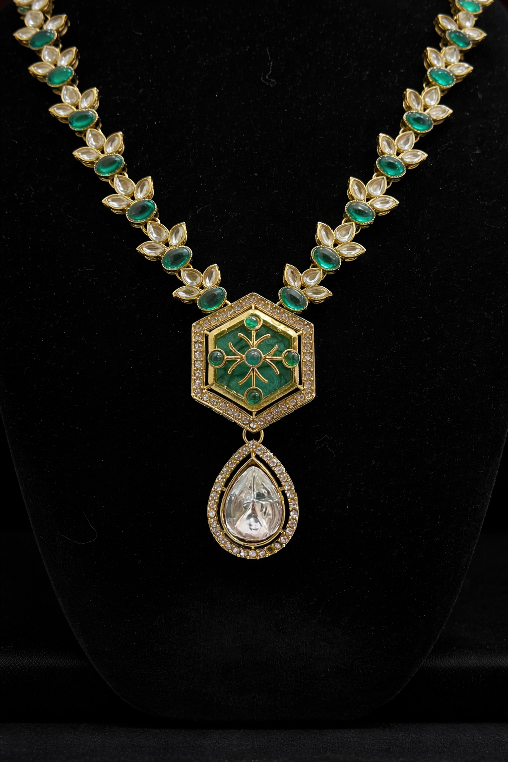 Green Moissanite Necklace Set