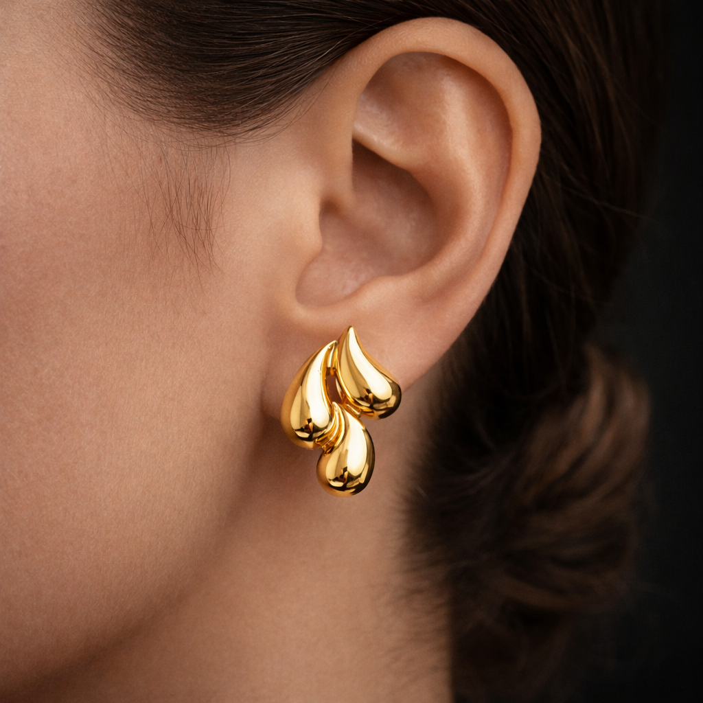 Golden Petal Anti-Tarnish Earrings