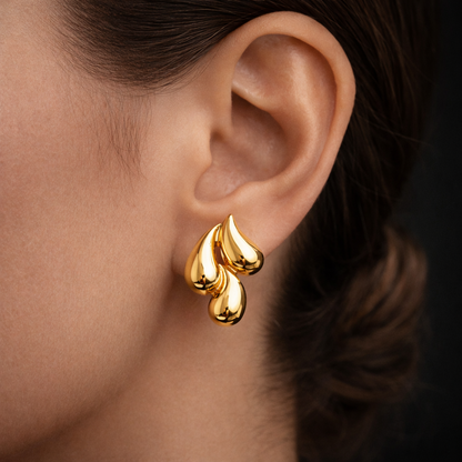 Golden Petal Anti-Tarnish Earrings