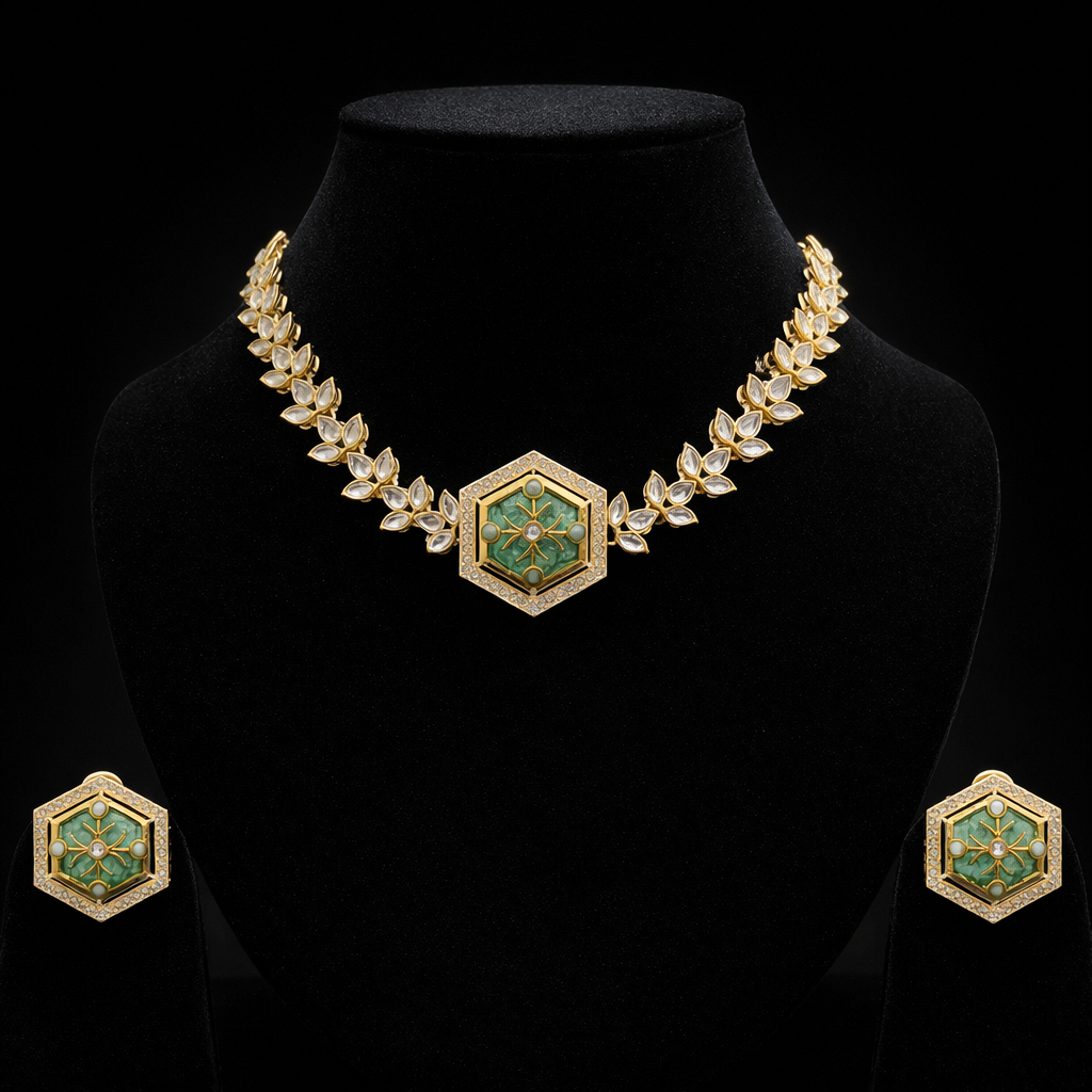 Light Green Moissanite Necklace Set