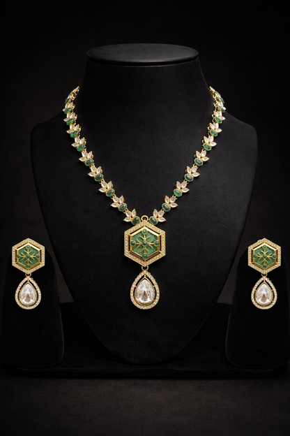 Green Moissanite Necklace Set