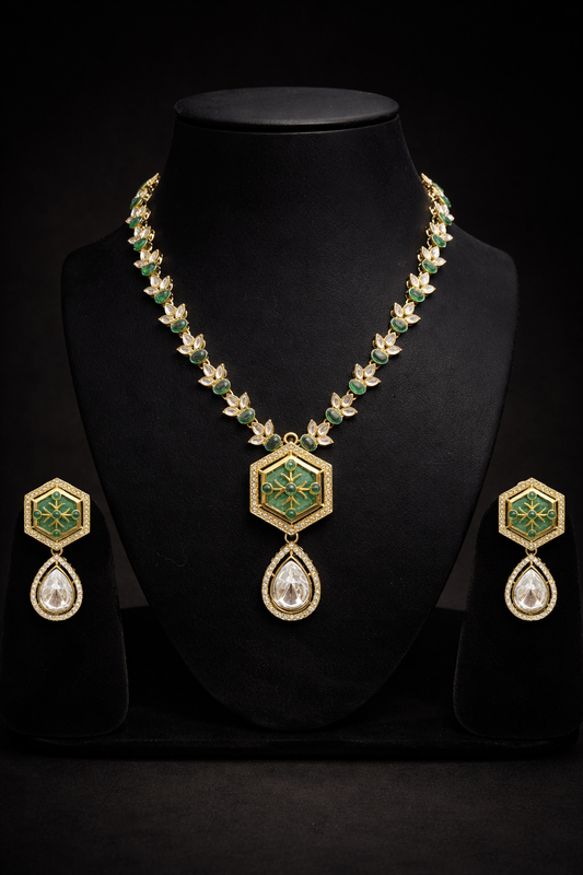 Green Moissanite Necklace Set