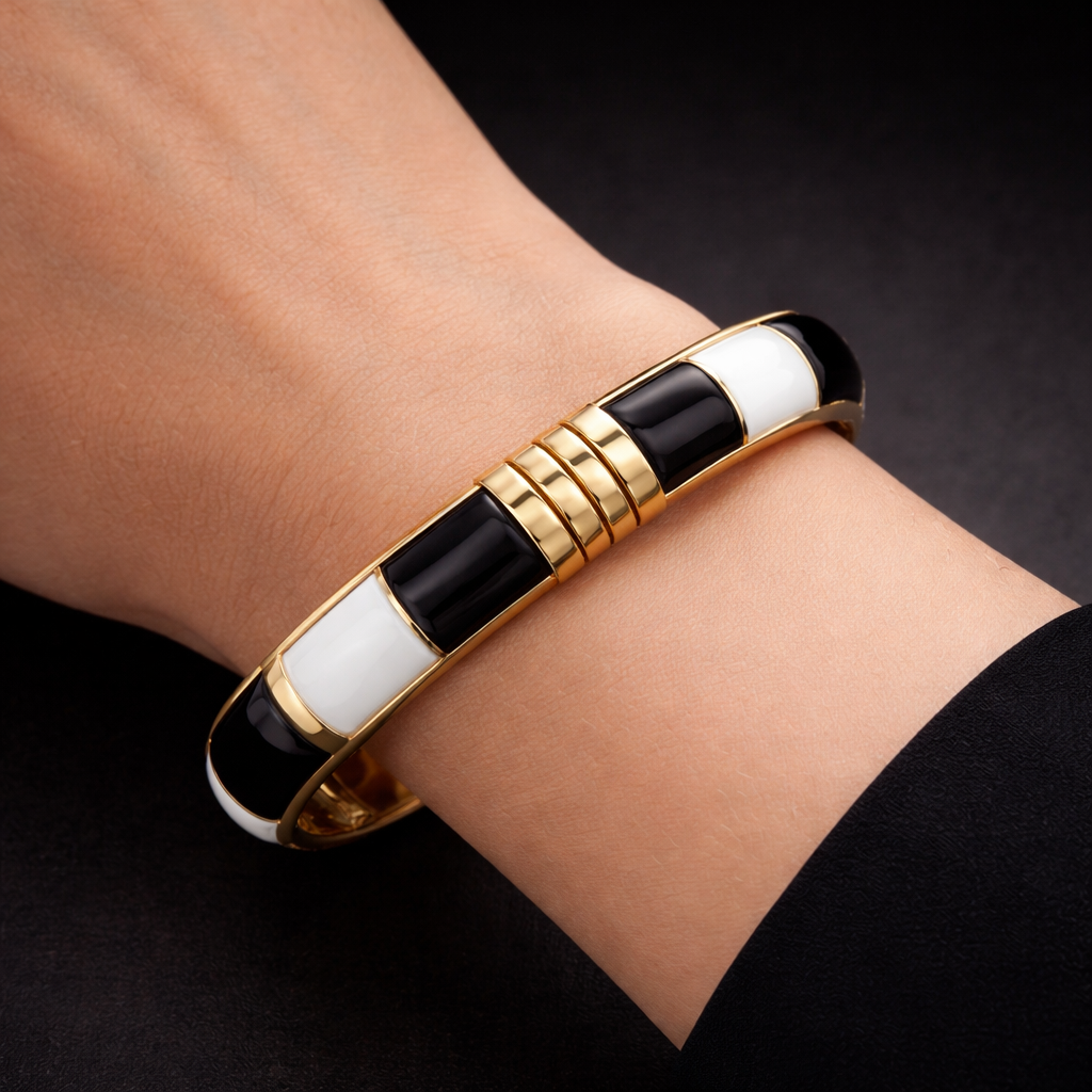 Enamel Gold Openable Bangle