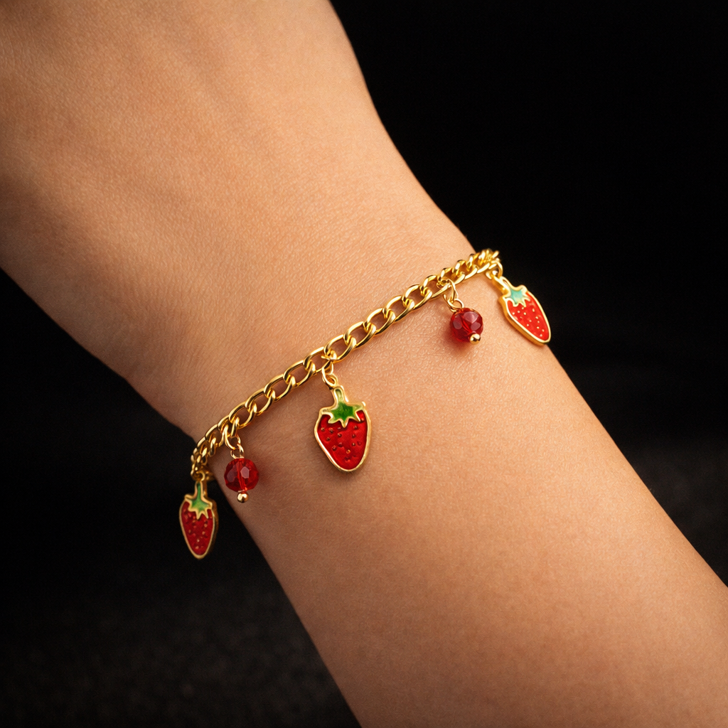 Strawberry Charm Anti-Tarnish Bracelet