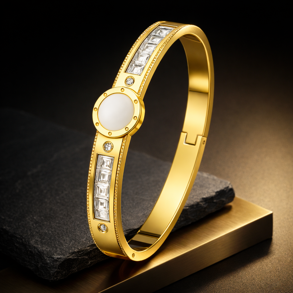 Anti-Tarnish Openable Round Stone Kada