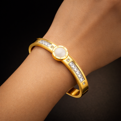 Anti-Tarnish Openable Round Stone Kada