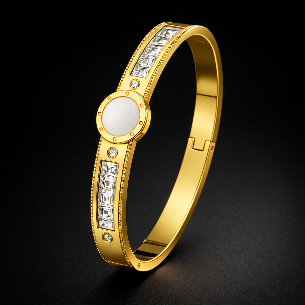 Anti-Tarnish Openable Round Stone Kada