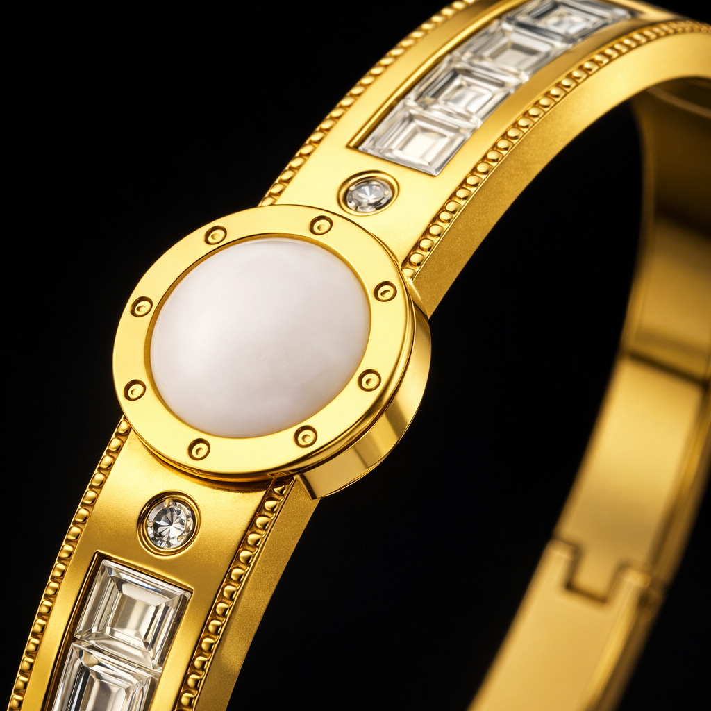 Anti-Tarnish Openable Round Stone Kada