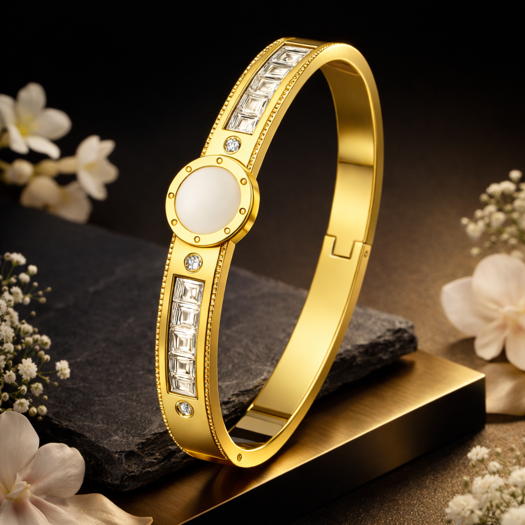 Anti-Tarnish Openable Round Stone Kada