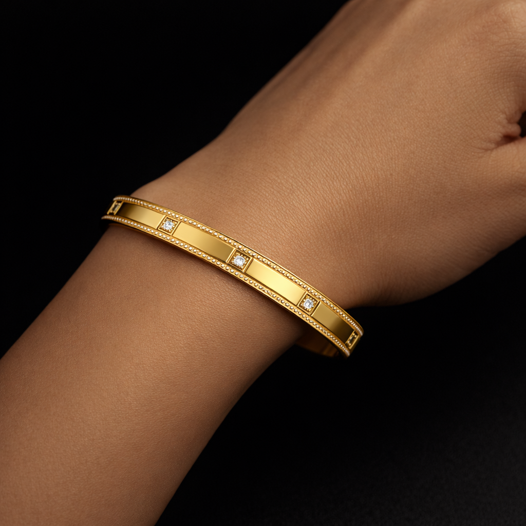 Anti-Tarnish Openable Square-Stone Kada