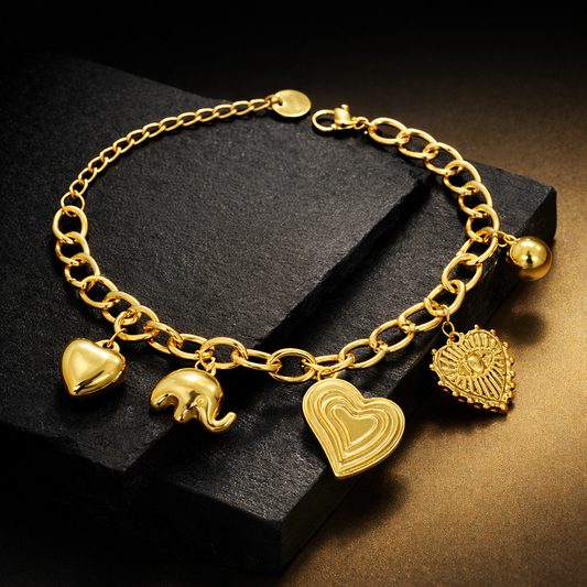 Anti-Tarnish Adjustable Charm Heart Bracelet