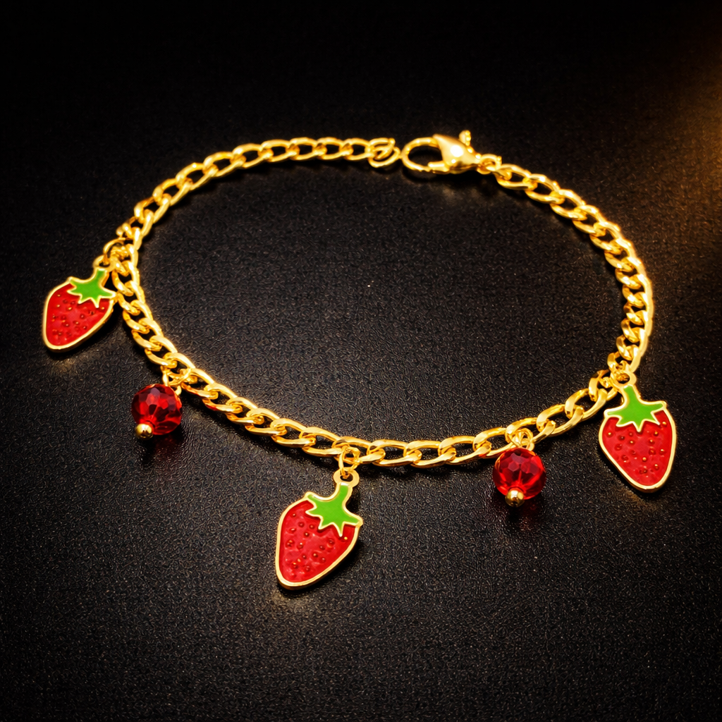 Strawberry Charm Anti-Tarnish Bracelet