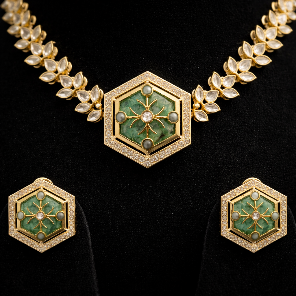 Light Green Moissanite Necklace Set