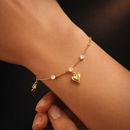 Golden Heart Anti-Tarnish Bracelet