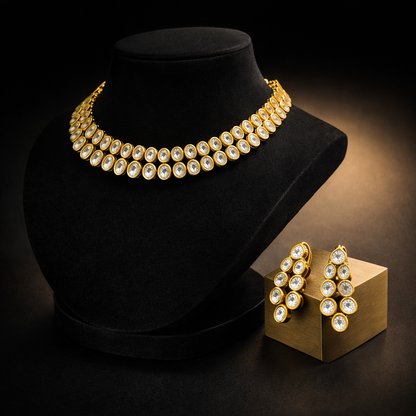 Gold Finish Kundan Choker Set
