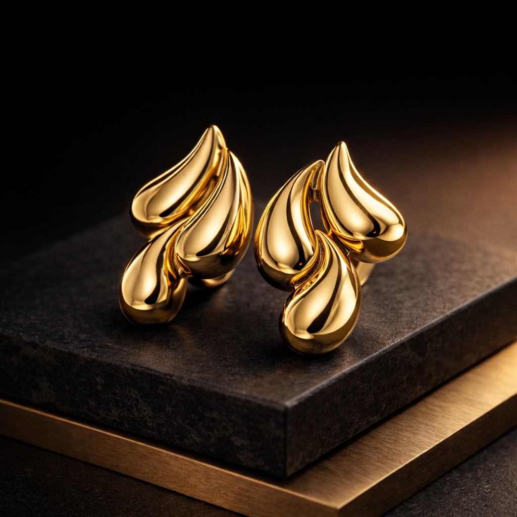 Golden Petal Anti-Tarnish Earrings