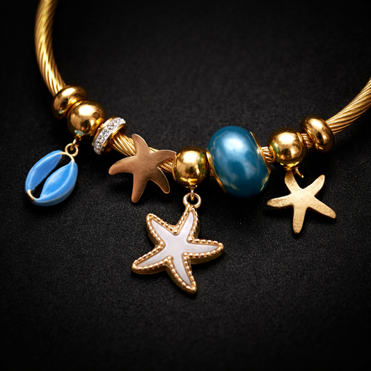 Anti-Tarnish Ocean Charm Gold Bracelet