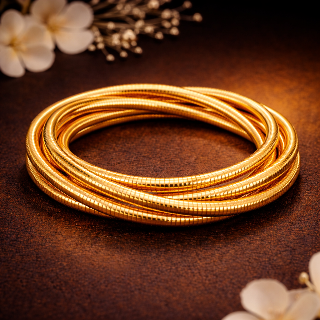 Anti-Tarnish Adjustable Stretchable Gold Band Bracelet