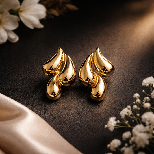 Golden Petal Anti-Tarnish Earrings