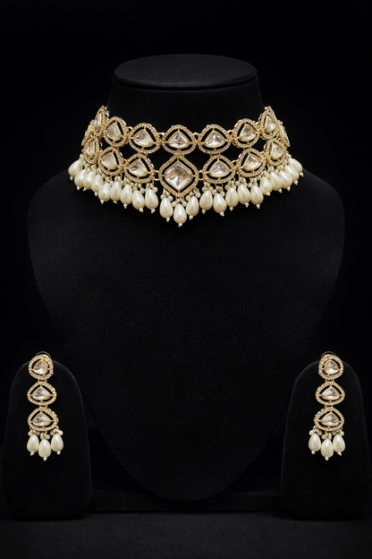 Pearl Drop Kundan Choker Set
