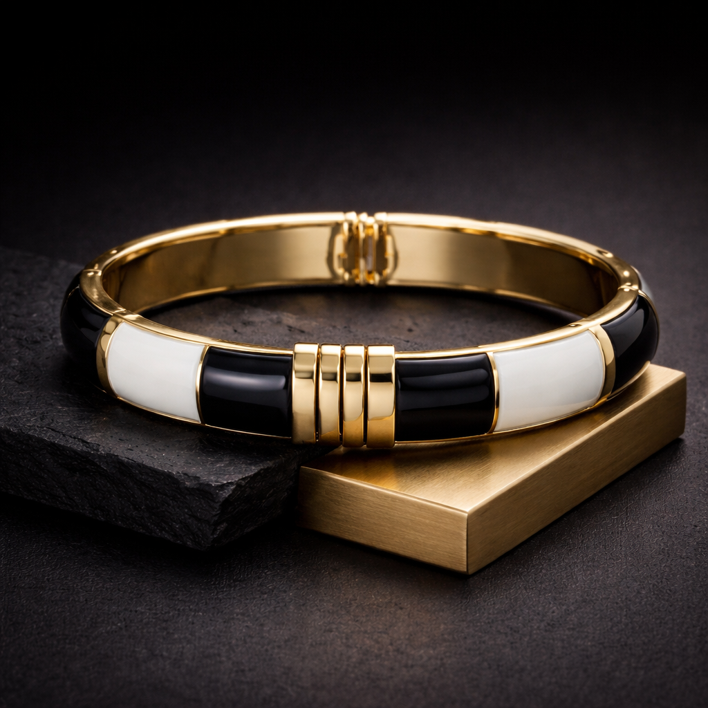 Enamel Gold Openable Bangle