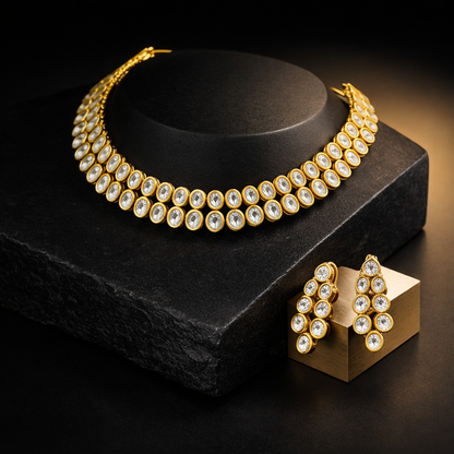Gold Finish Kundan Choker Set