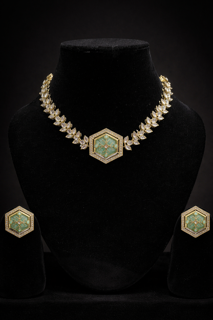 Light Green Moissanite Necklace Set