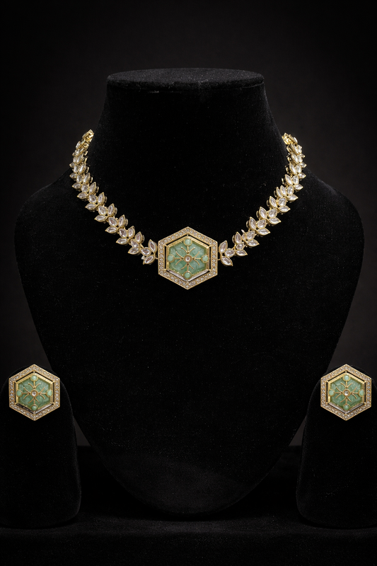 Light Green Moissanite Necklace Set