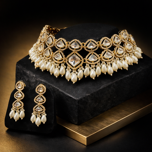 Pearl Drop Kundan Choker Set