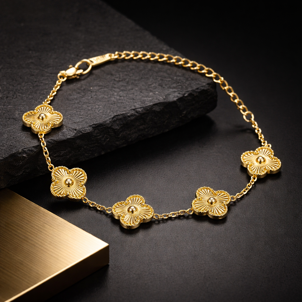 Floral Gold Anti-Tarnish Bracelet
