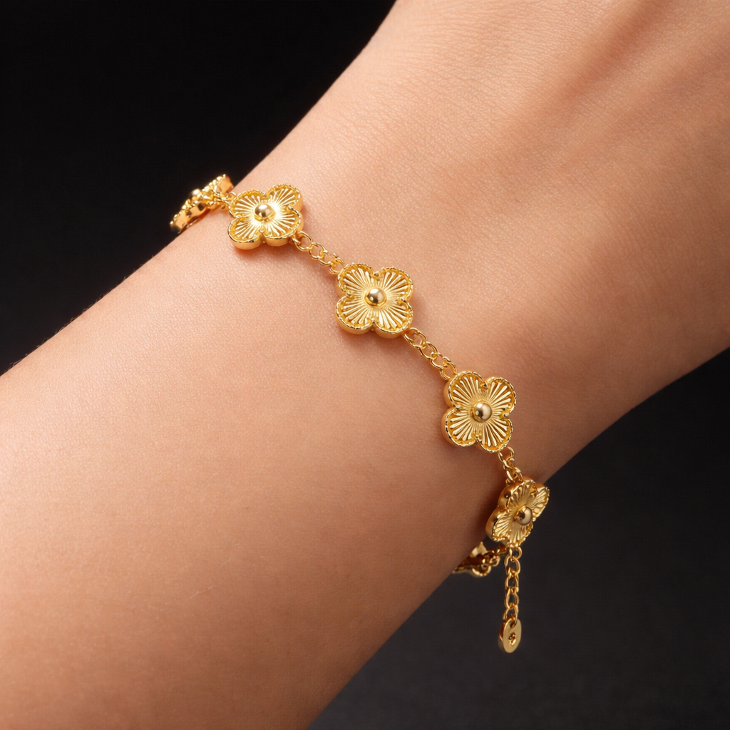 Floral Gold Anti-Tarnish Bracelet